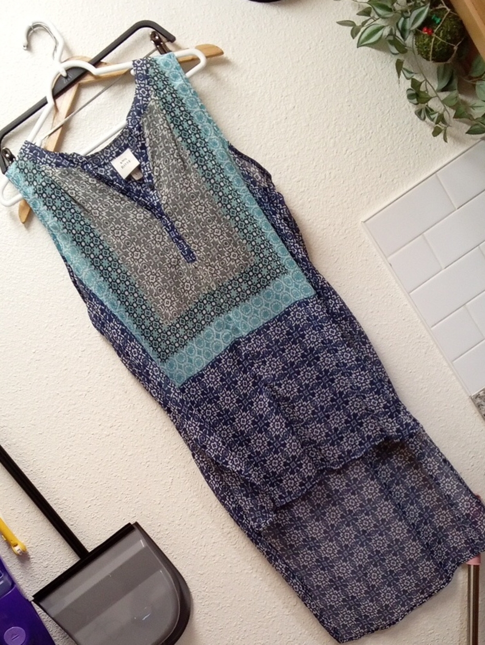 Knox Rose Navy and White Patterned Swimsuit Cover Up